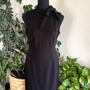 Calvin Klein Black Halter Tie Front Sheath Dress